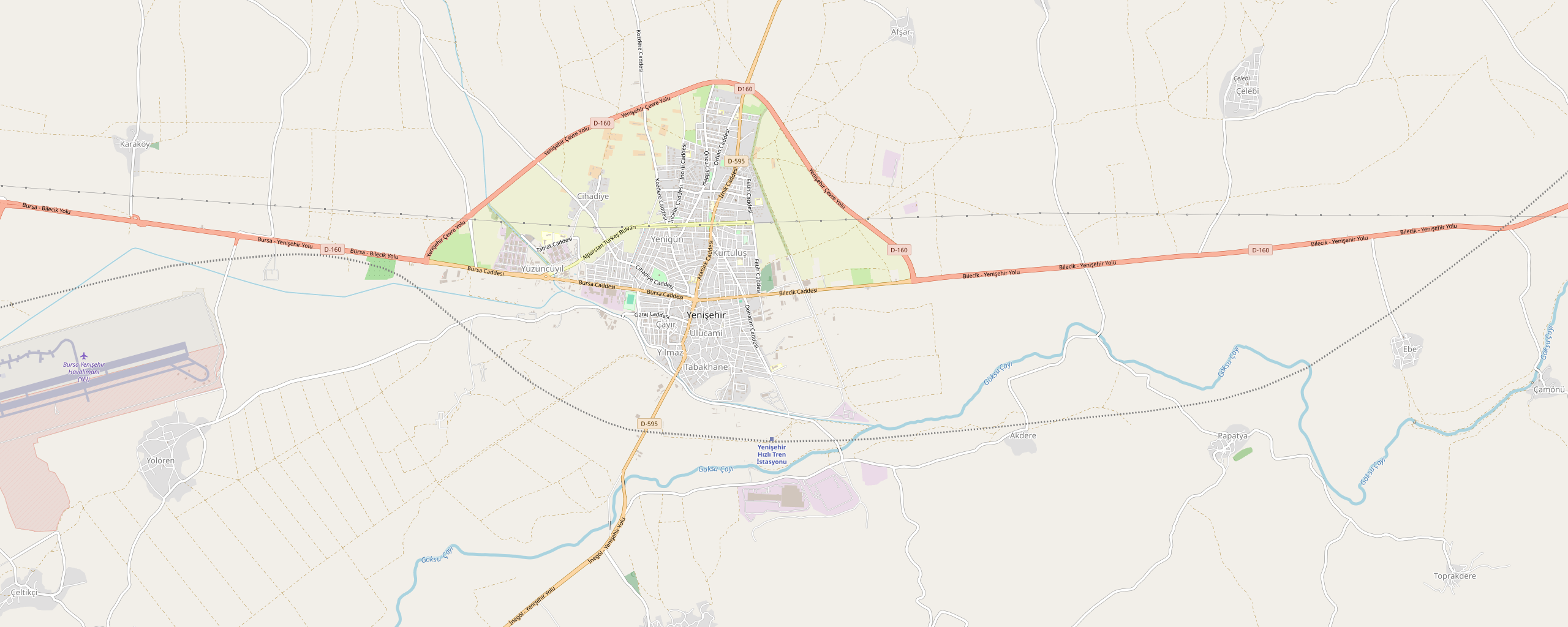 Yenişehir, Bursa OpenStreetMap haritası; Lean Dizayn konumu işaretli